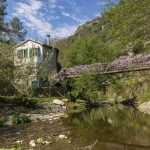 Südseite Haus und Fluss im April